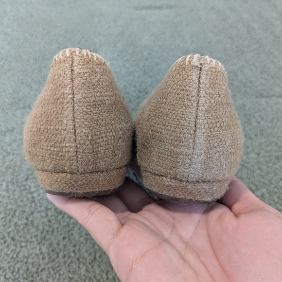 Prada Beige Tan Crochet Floral Embellished Raffia Pointed Toe Flats Size 7.5 - Picture 8 of 12